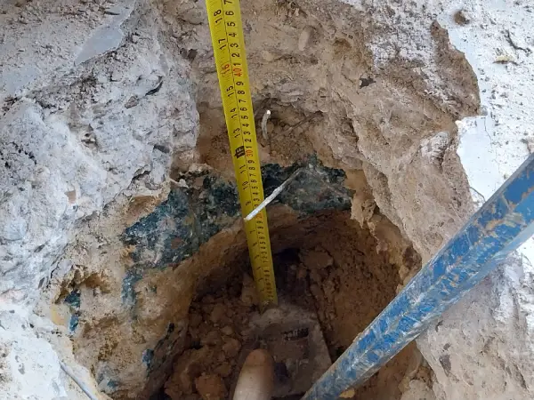 Fondation superficielle entre 0,15 et 0,32 m de profondeur