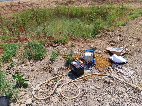 Essai LEFRANC réalisé dans le cadre d'un diagnostic d'infiltration de trois bassin des eaux pluviales en Essonne (91)